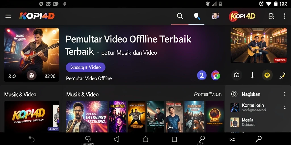 Tampilan antarmuka pengguna KOPI4D saat memutar video offline.